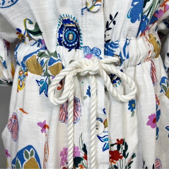 LABEL OF LOVE Women’s Size M White Euro Summer Portofino Linen Playsuit Romper - Picture 8 of 13